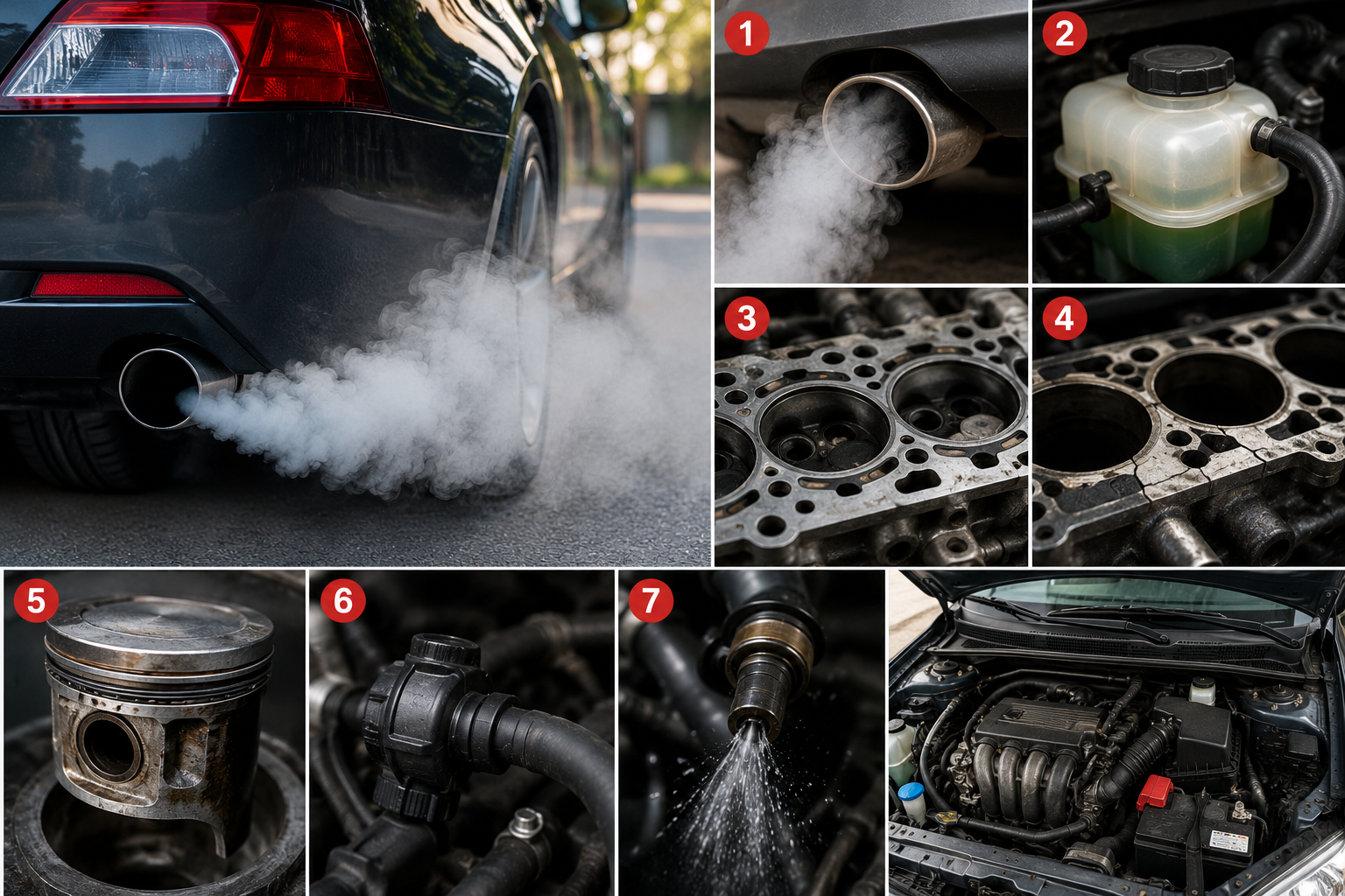 White smoke coming from car exhaust pipe — 7 causes thin vs thick diagnostic and head gasket emergency guide