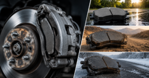 Brake pad thickness comparison showing wear levels from new to worn — how long do brake pads last by compound type driving style and vehicle weight