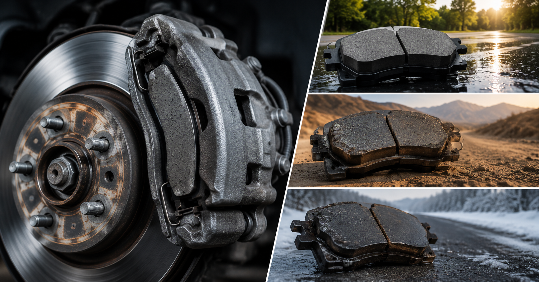Brake pad thickness comparison showing wear levels from new to worn — how long do brake pads last by compound type driving style and vehicle weight