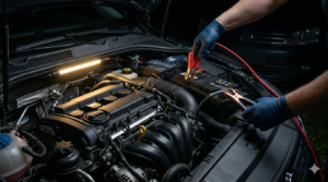 Jumper cables correctly connected between two car batteries — how to jumpstart a car safely exact cable order guide