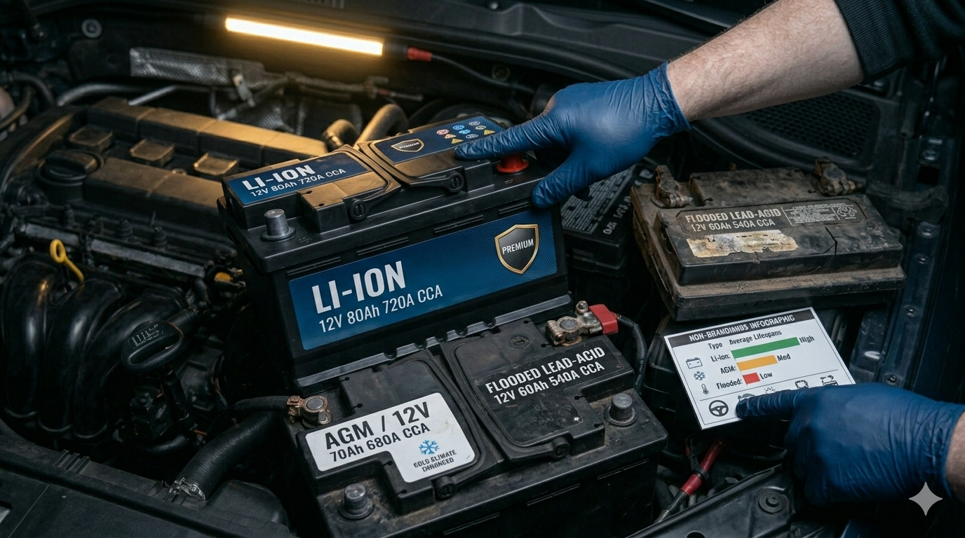 Car battery with lifespan indicator showing 3 to 5 year average — how long does a car battery last by type and climate
